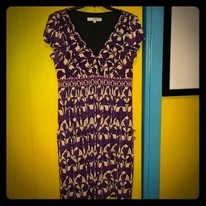 EUC Evan Picone Dress - Purple Black Beige